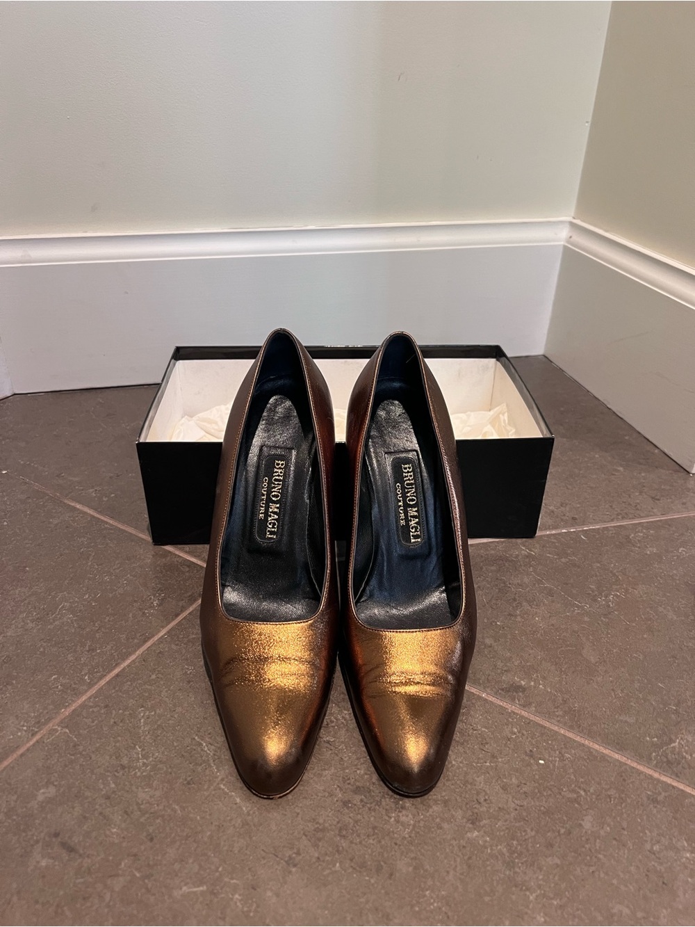 Bruno Magli Couture Metallic Bronze Pumps 37.5